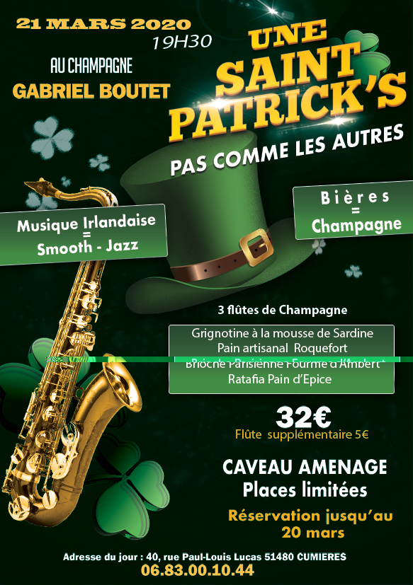 St patrick Champagne Boutet Bulles Sonores