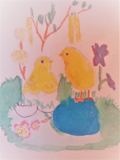 paques poussins patricia aquarelle 1972