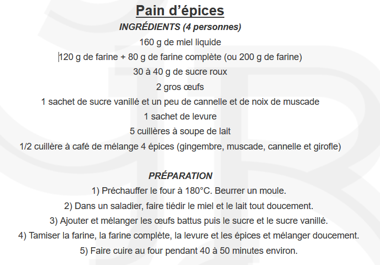 recette pain dpices